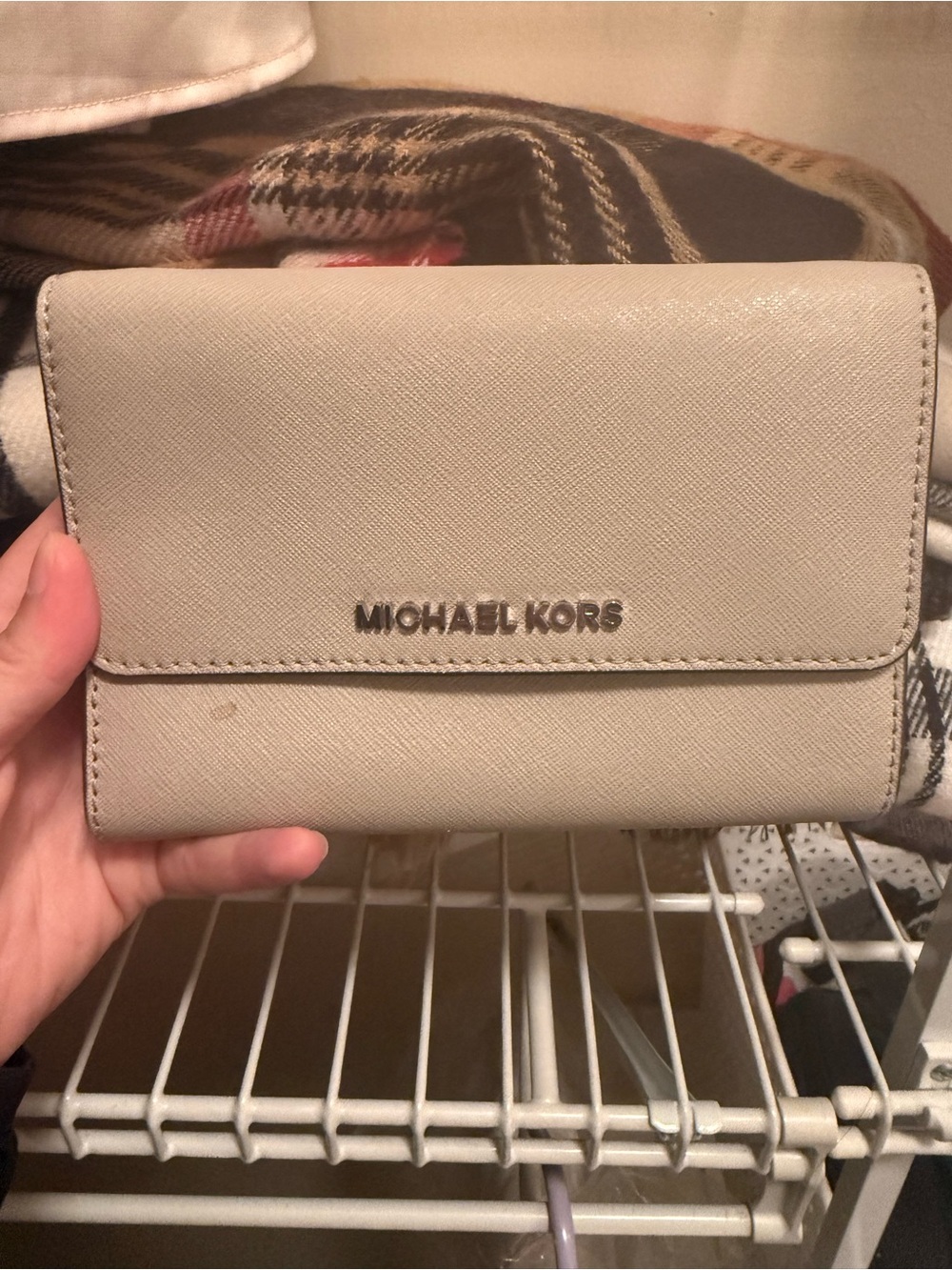 Michael Kors Beige Leather Trifold Wallet